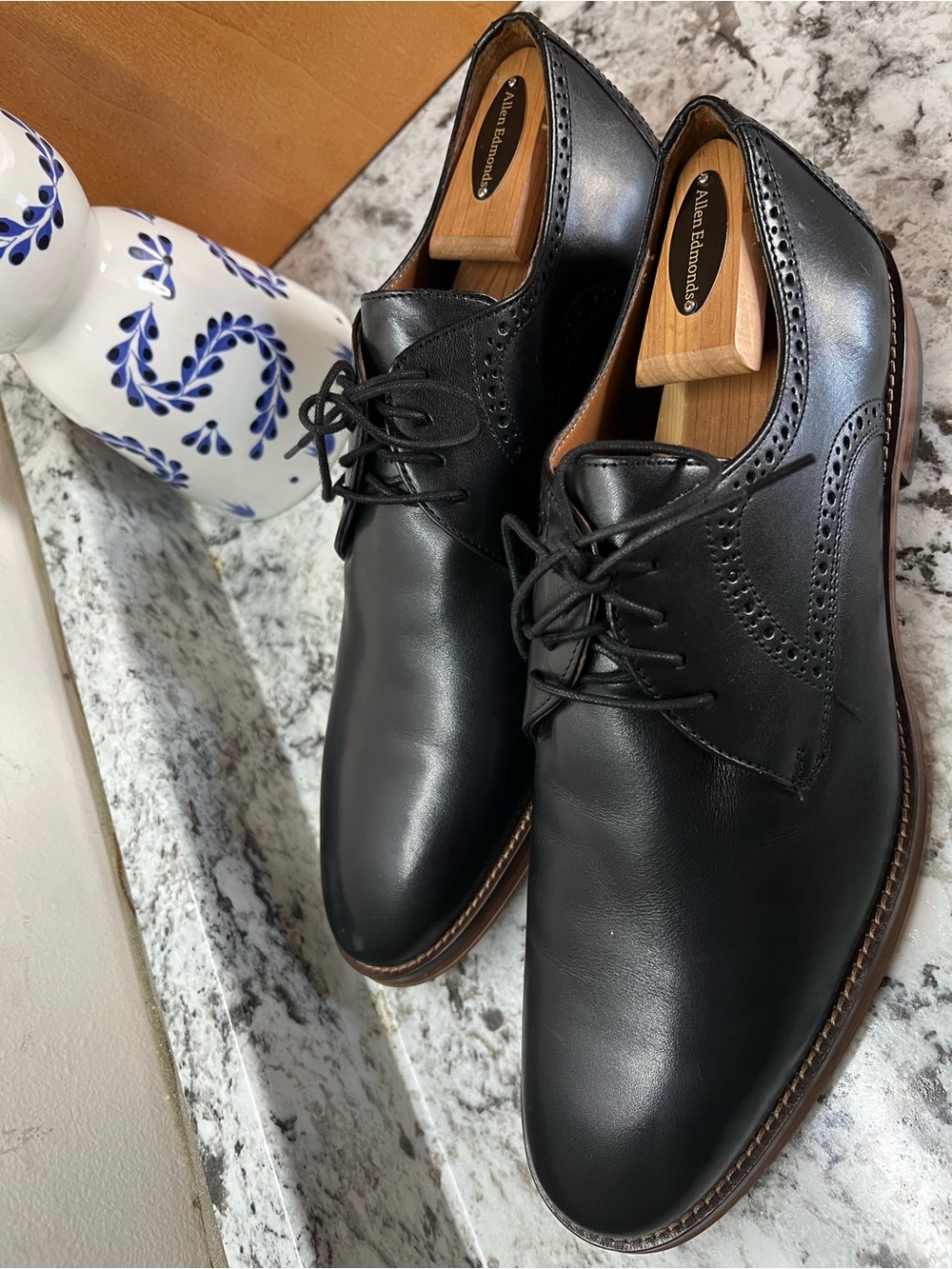 Johnston & Murphy Black Leather Wingtip Derby Shoes US11.5 excellent